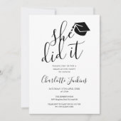 She Did It Script Cap Photo Graduation Party 招待状 (正面)