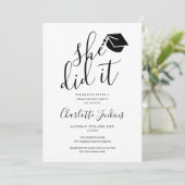 She Did It Script Cap Photo Graduation Party 招待状 (スタンド正面)