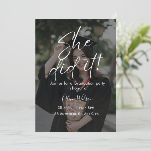 She Did It Script Fully Editable Graduation  招待状 (スタンド正面)