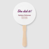 She did it simple black classy modern graduation ハンドファン (裏面)