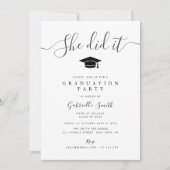 SHE DID IT! Simple Graduation Party 招待状 (正面)