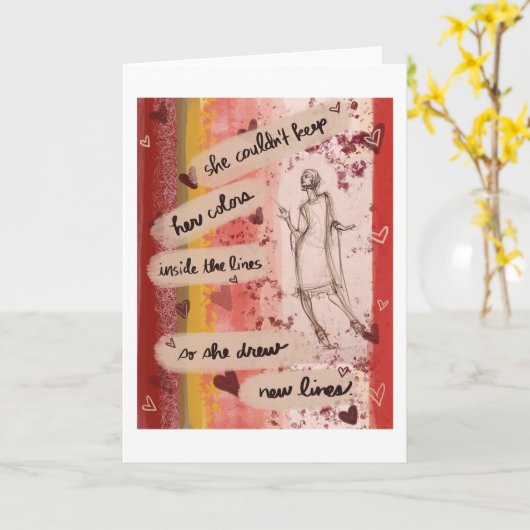 She Drew New Lines Card カード (黄色い花)