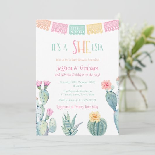 She-ESTAセニョリタメキシカンフィエスタガールベビーシャワー 招待状 (スタンド正面)