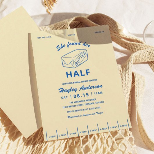 She Found Butter Half Butter Bridal Shower  招待状