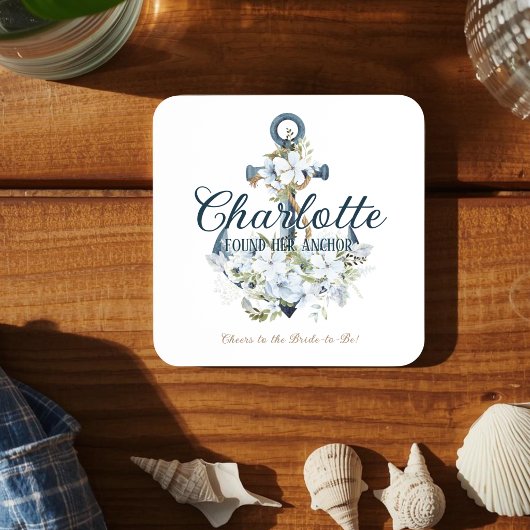 She Found Her Anchor Nautical Bridal Shower コースター
