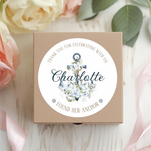 She Found Her Anchor Nautical Bridal Shower ラウンドシール