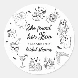 She Found Her Boo Ghost Floral Bridal Shower ラウンドシール
