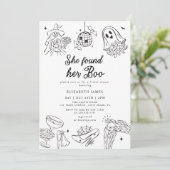 She Found Her Boo Ghost Floral Bridal Shower 招待状 (スタンド正面)