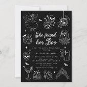 She Found Her Boo Ghost Floral Bridal Shower 招待状 (正面)