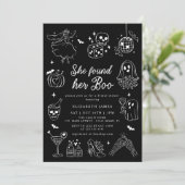 She Found Her Boo Ghost Floral Bridal Shower 招待状 (スタンド正面)