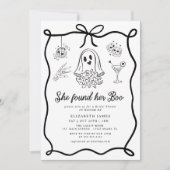 She Found Her Boo Ghost Floral  Bridal Shower  招待状 (正面)