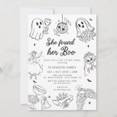 She Found Her Boo Ghost Floral  Bridal Shower  招待状 (正面)