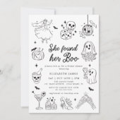 She Found Her Boo Ghost Floral Bridal Shower 招待状 (正面)