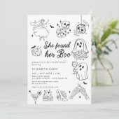 She Found Her Boo Ghost Floral  Bridal Shower  招待状 (スタンド正面)