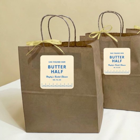 She Found Her Butter Half Bridal Shower スクエアシール