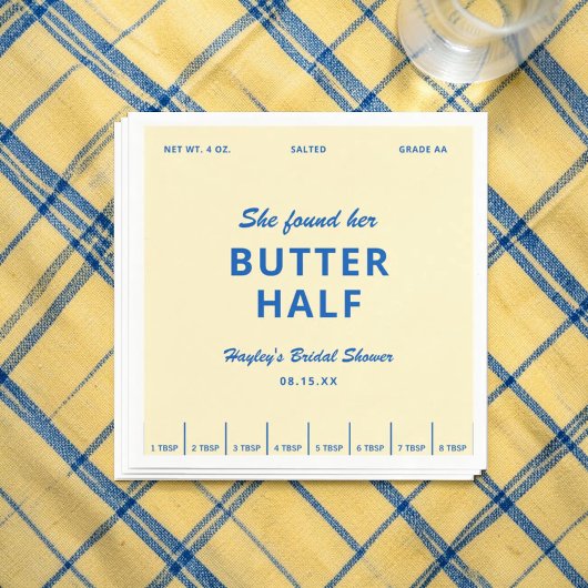 She Found Her Butter Half Bridal Shower スタンダードカクテルナプキン