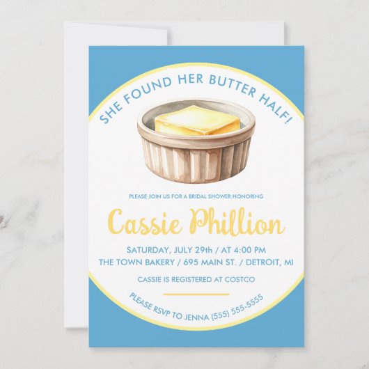 She Found her Butter Half Bridal Shower 招待状 (正面)