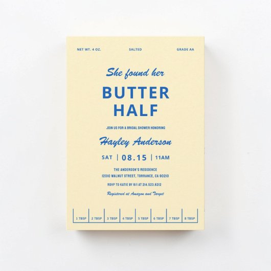 She Found Her Butter Half Bridal Shower 招待状