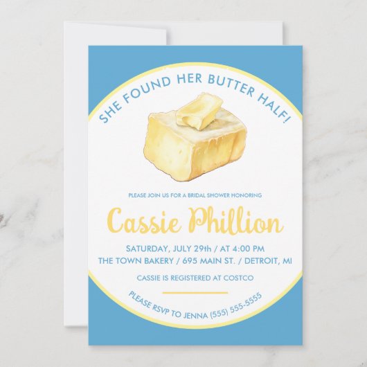 She Found her Butter Half Bridal Shower 招待状 (正面)