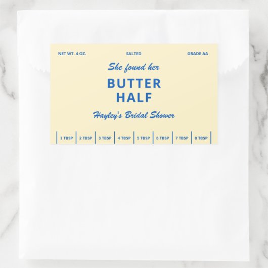 She Found Her Butter Half Bridal Shower Label 長方形シール (バッグ)