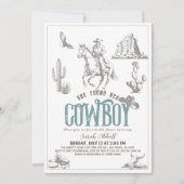 She Found Her Cowboy Blue Bridal Shower 招待状 (正面)