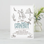 She Found Her Cowboy Blue Bridal Shower 招待状 (スタンド正面)