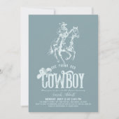She Found Her Cowboy Dusty Blue Bridal Shower 招待状 (正面)