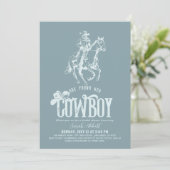 She Found Her Cowboy Dusty Blue Bridal Shower 招待状 (スタンド正面)