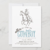 She Found Her Cowboy Pale Blue Bridal Shower 招待状 (正面)