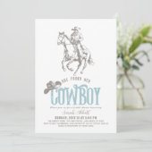 She Found Her Cowboy Pale Blue Bridal Shower 招待状 (スタンド正面)