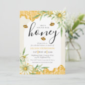 She Found Her Honey Arch Daisy Bee Bridal Shower 招待状 (スタンド正面)