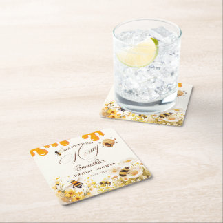 She found her honey Bee bridal shower スクエアペーパーコースター