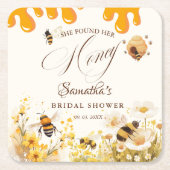 She found her honey Bee bridal shower スクエアペーパーコースター (正面)