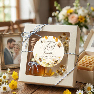 She found her honey Bee bridal shower ラウンドシール