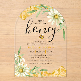 She Found Her Honey Bee Themed Daisy Bridal Shower アクリル招待状