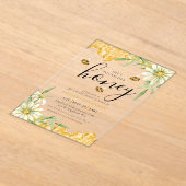 She Found Her Honey Bee Themed Daisy Bridal Shower アクリル招待状 (レイダウン)