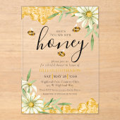 She Found Her Honey Bee Themed Daisy Bridal Shower アクリル招待状 (正面)