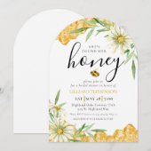 She Found Her Honey Bee Themed Daisy Bridal Shower 招待状 (正面/裏面)