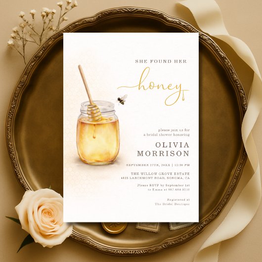 She Found Her Honey Bridal Shower 招待状