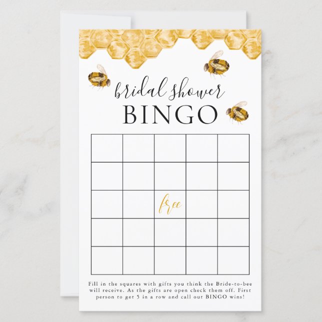 She Found Her Honey Bridal Shower Bingo Game Card (正面)