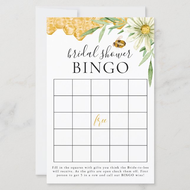 She Found Her Honey Bridal Shower Bingo Game Card (正面)