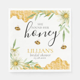 She Found Her Honey Bridal Shower Floral Bee  スタンダードランチョンナプキン