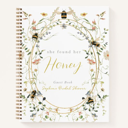 She found her Honey Bridal Shower Guest Book ノートブック (正面)