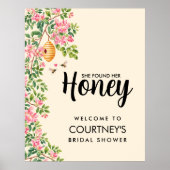 She Found Her Honey Bridal Shower Welcome Sign ポスター (正面)