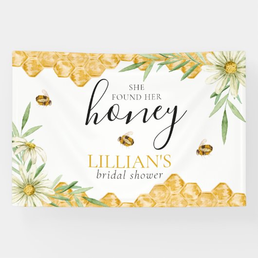 She Found Her Honey Daisy Bee Bridal Shower Banner 横断幕 (横)