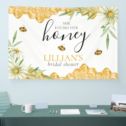 She Found Her Honey Daisy Bee Bridal Shower Banner 横断幕 (トレードショー)