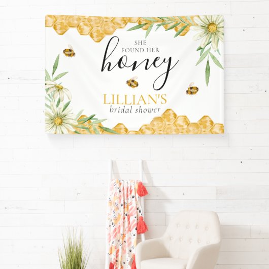 She Found Her Honey Daisy Bee Bridal Shower Banner 横断幕 (インサイチュ)