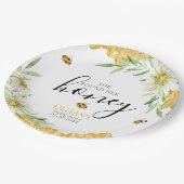 She Found Her Honey Daisy Floral Bee Bridal Shower ペーパープレート (アングル)