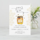 She Found Her Honey Elegant Bee Bridal Shower 招待状 (スタンド正面)