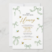 She Found Her Honey Gingham Bee Bridal Shower 招待状 (正面)